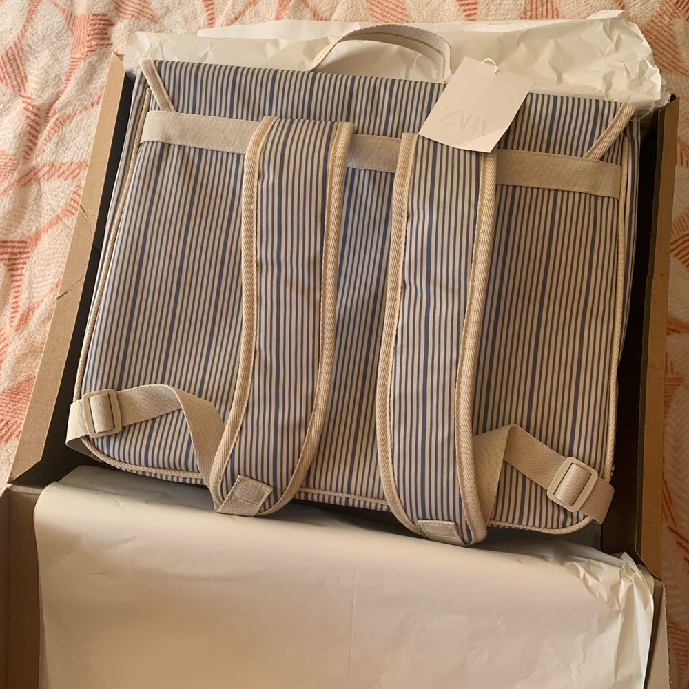 ZARA Satchel style school backpack with a striped print. - Picture 5 of 5